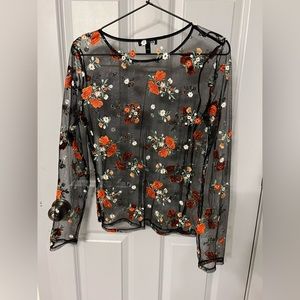 Sheer Embroidered Top